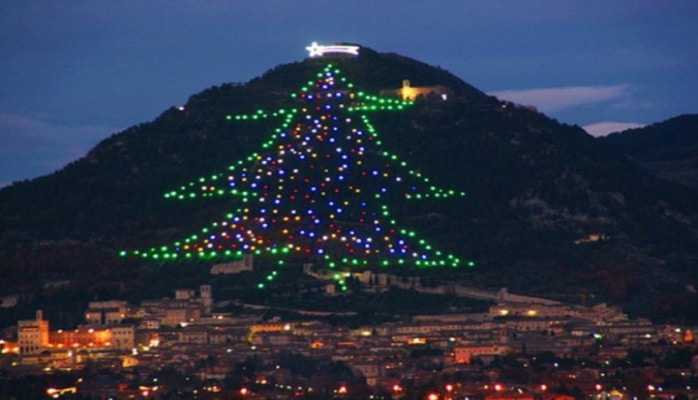 Крупнейшую в мире новогоднюю елку зажгли в Италии