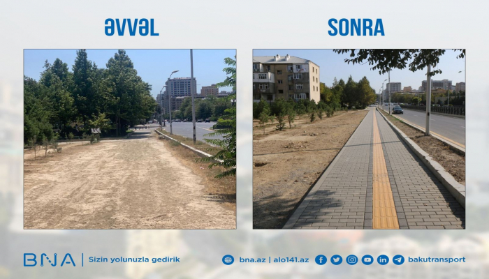 На пересечении двух проспектов в Баку в обновлен тротуар
