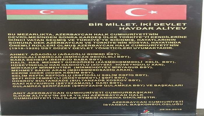 İstanbulda Azərbaycanın tanınmış şəxsiyyətlərinin xatirə lövhəsi açıldı