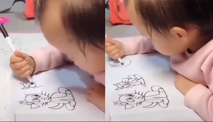 Yeteneğiyle Şaşırtıyor: Henüz 1 Yaşında Olmasına Rağmen Harika Çizimler Yapan Bebek
