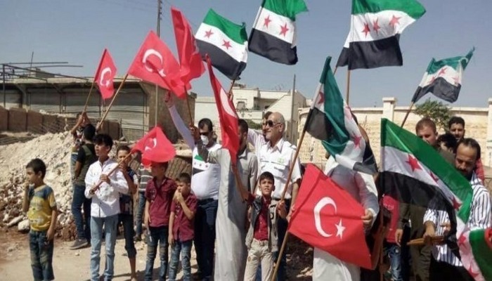İdlib'de Türk askerine destek gösterisi.