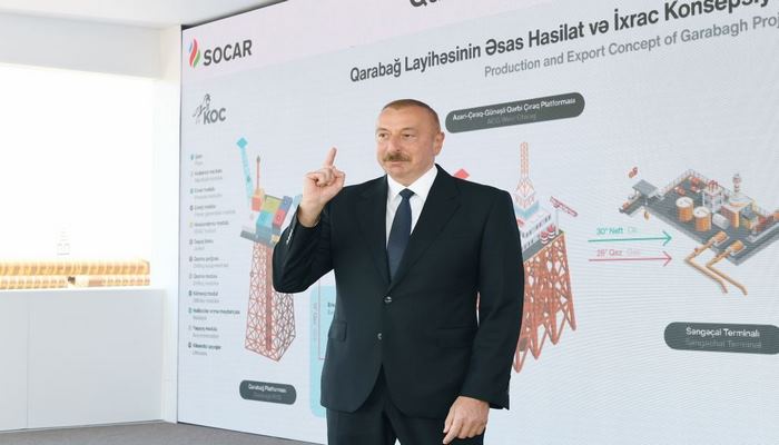 Президент Ильхам Алиев об опорном блоке месторождения "Карабах": Данная установка еще раз демонстрирует нашу силу
