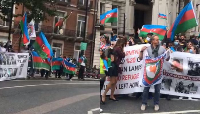 Проживающие в Великобритании азербайджанцы проводят акцию протеста против армянской агрессии